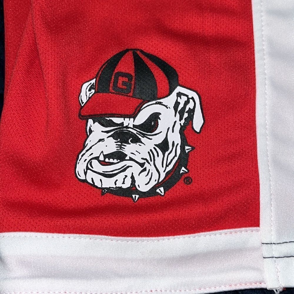 Sample New UGA Georgia Bulldogs Football logo gray red white mens 10” shorts L - Picture 7 of 8